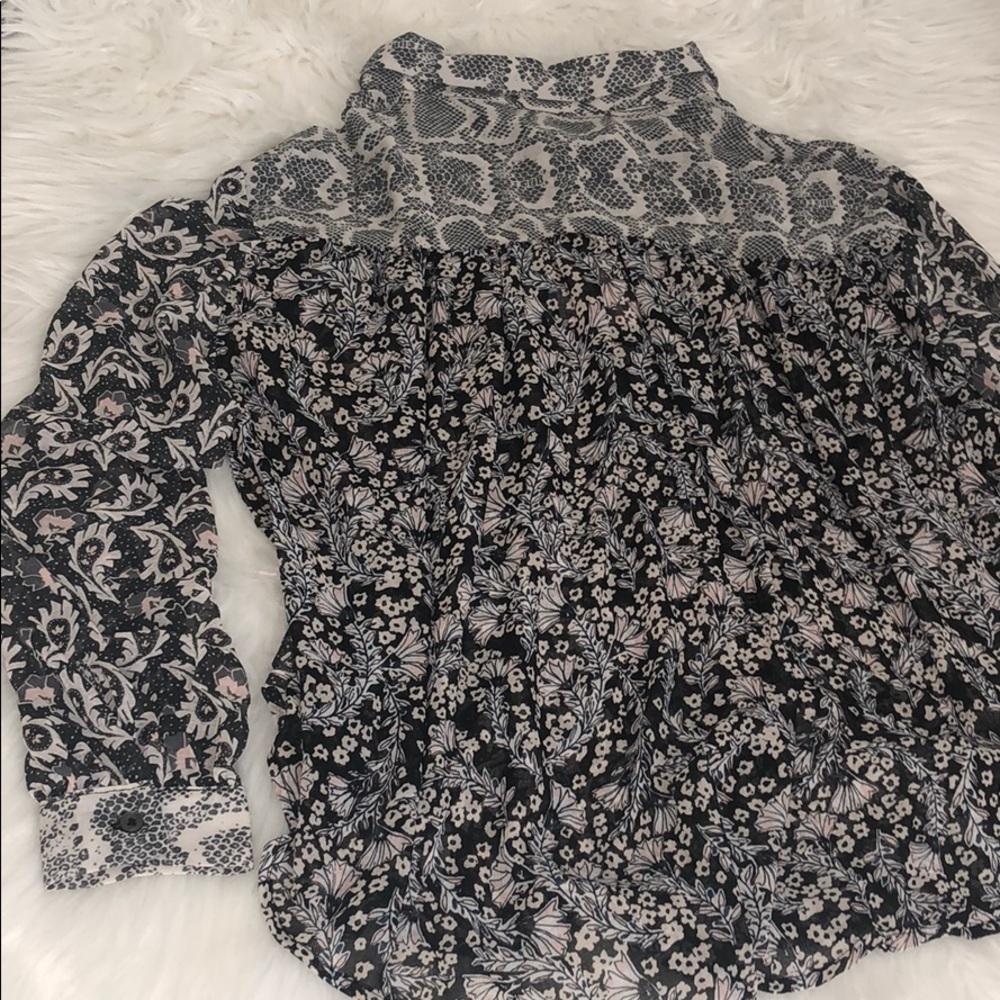 FREE PEOPLE Dani Button Down Pieced-Print Top - Picture 11 of 14